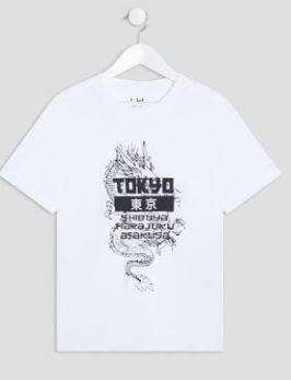 tee shirt print placé Tokyo junior la Halle